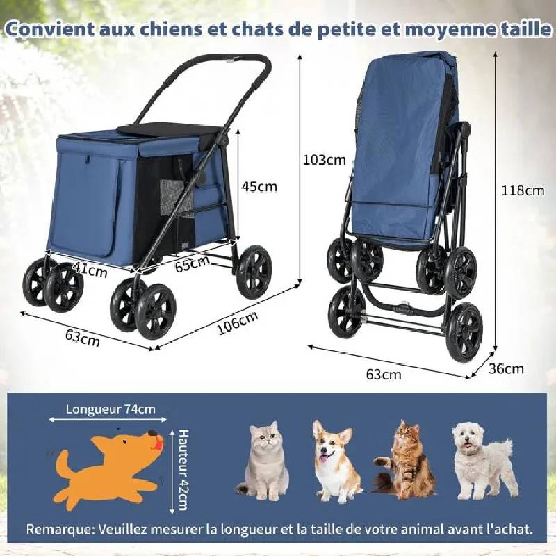 poussette pour chien 20 kg dimensions