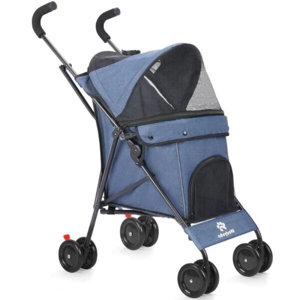 Poussette petit chien maille respirant bleu