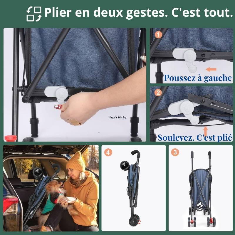 Poussette petit chien maille respirante pliage