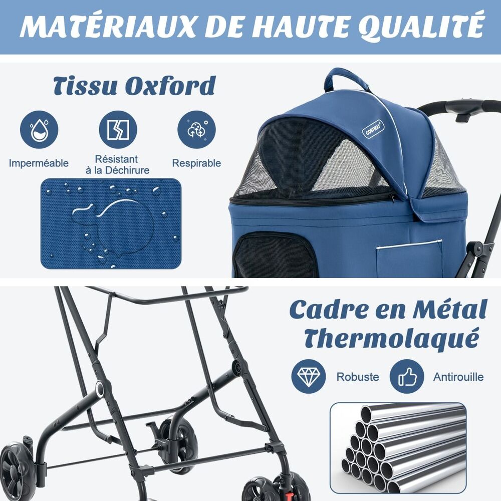 Poussette Pour 2 Chiens cadre en metal