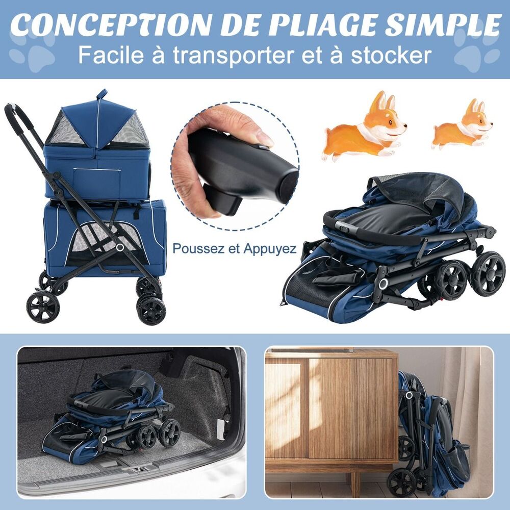 Poussette Pour 2 Chiens concept de pliage