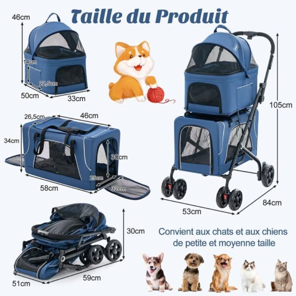 Poussette Pour 2 Chiens dimenssions
