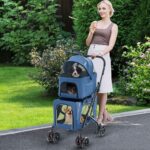 Poussette Pour 2 Chiens femme dans un parc