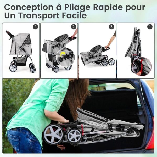 rangement d une poussette pour chien male de voiture