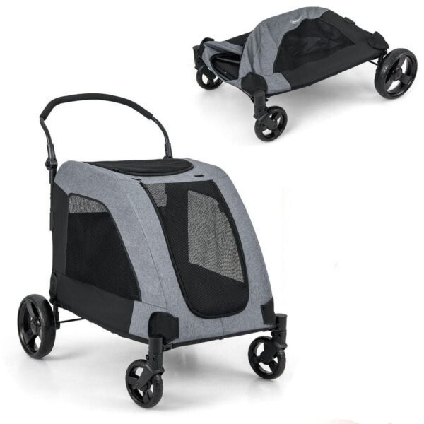 Poussette grise et noire Gros Chien 60 kg