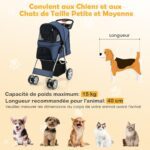 poussette convient aux chien et aux chats de taille petite et moyenne