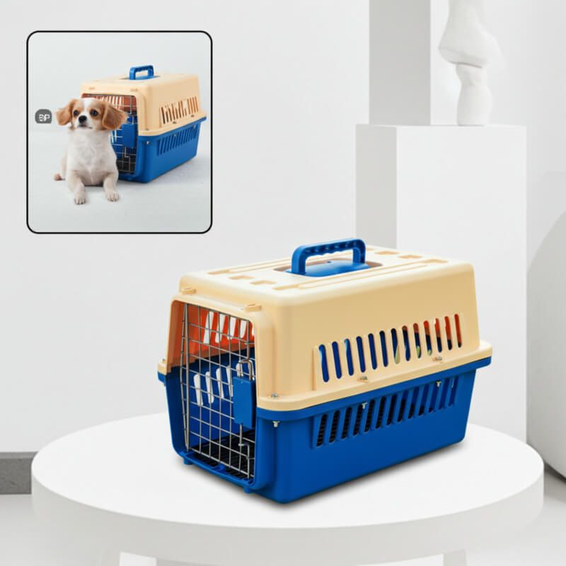 Cage sécurisée double verrouillage ressort pour petits chiens 10kg
