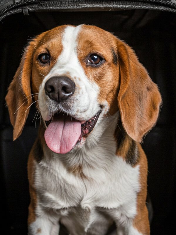tete chien dépasse cage en plastique