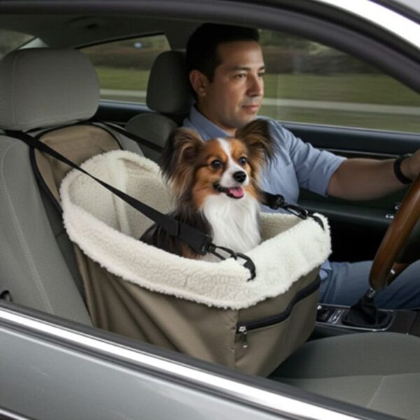 Panier chien voiture siège avant, installé sur le siège du passager