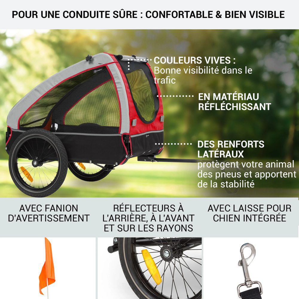 remorque velo chien 45 kg sécurité