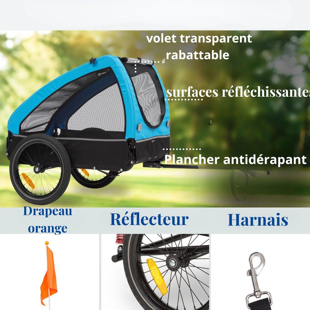 Remorque polyvalente chien velo 45 kg pliage facile