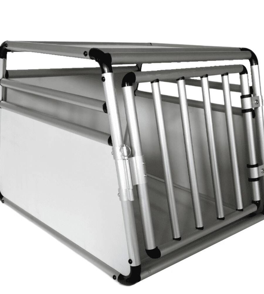 Cage Transport Chien Aluminium Tubes Ronds Taille M 69 x 54 x 50 cm