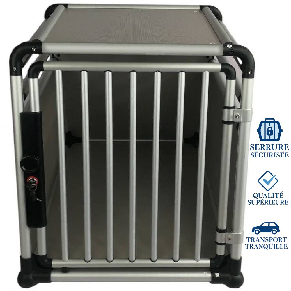 Cage Transport chien Alu Tubes Ronds Serrure Taille L qualite superieure