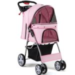 poussette pour chien rose