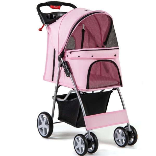 poussette pour chien rose