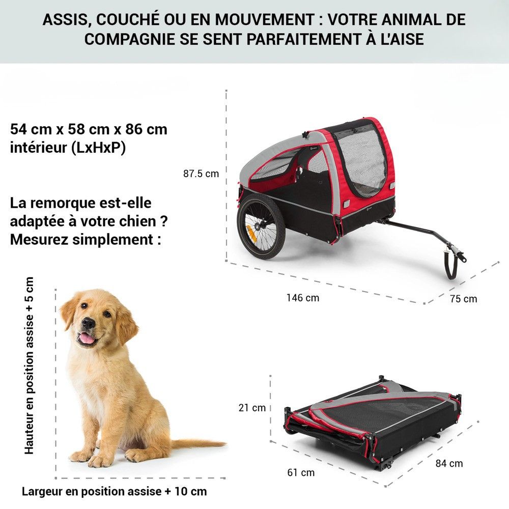 remorque velo chien 45 kg dimensions
