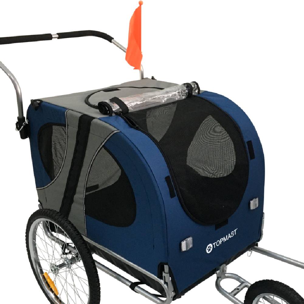 Remorque vélo pour chien 40 kg cabine ventilée moustiquaires