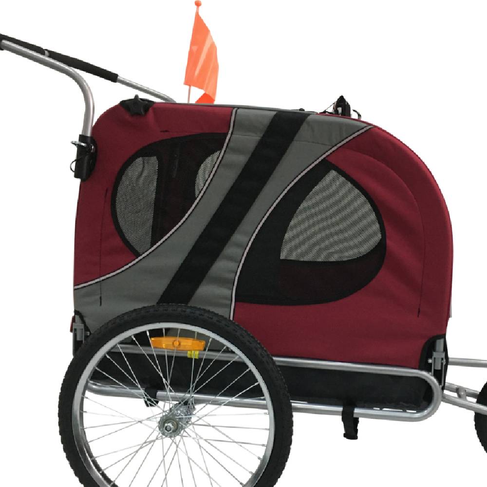 Remorque vélo solide pour chien moyen attachée à un vélo