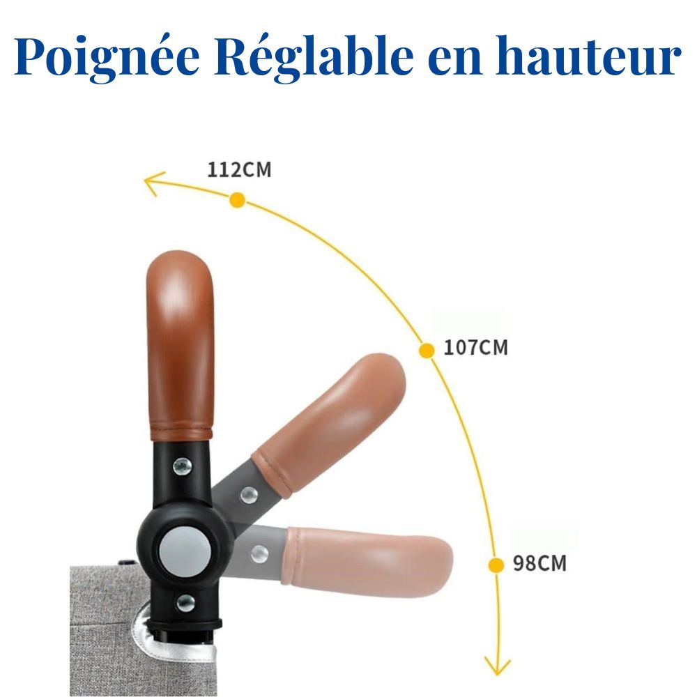 poignee reglable en hauteur pour cette poussette chien