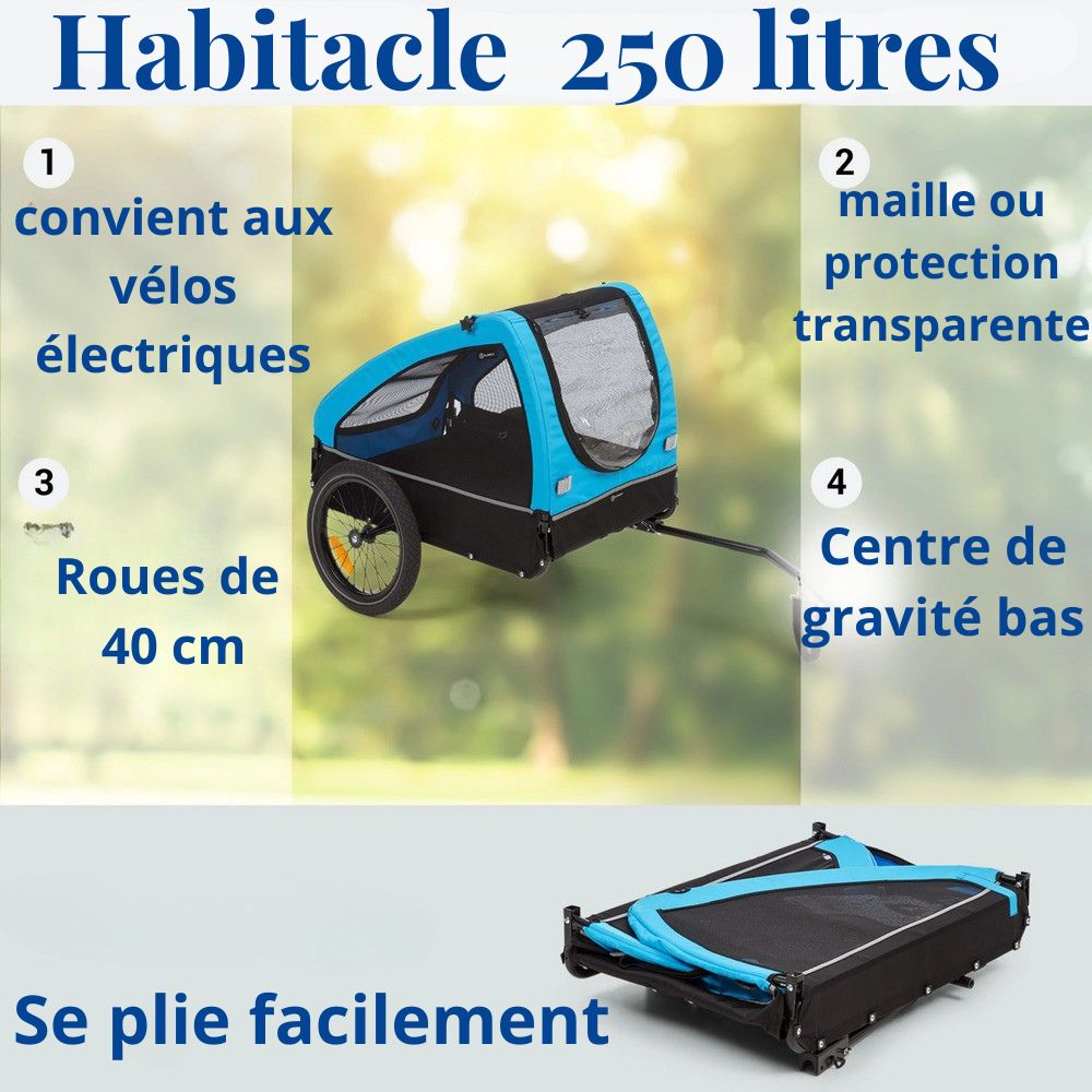 REMORQUE HABITACLE LITRES POUR CHIEN ET VELO