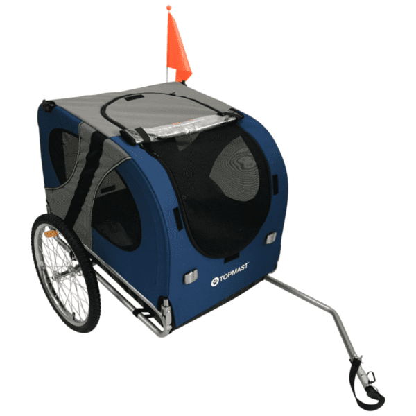 original-topmast-biketrailer-bl2 Chien confortable dans remorque vélo Topmast protection UV pluie