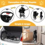 Poussette Pour Chien Noir conception a pliage rapide