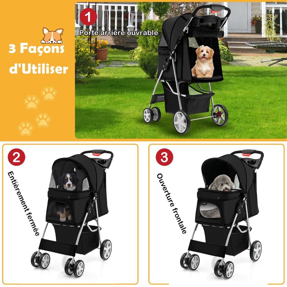 Poussette Pour Chien Noir 3 facon de l utiliser