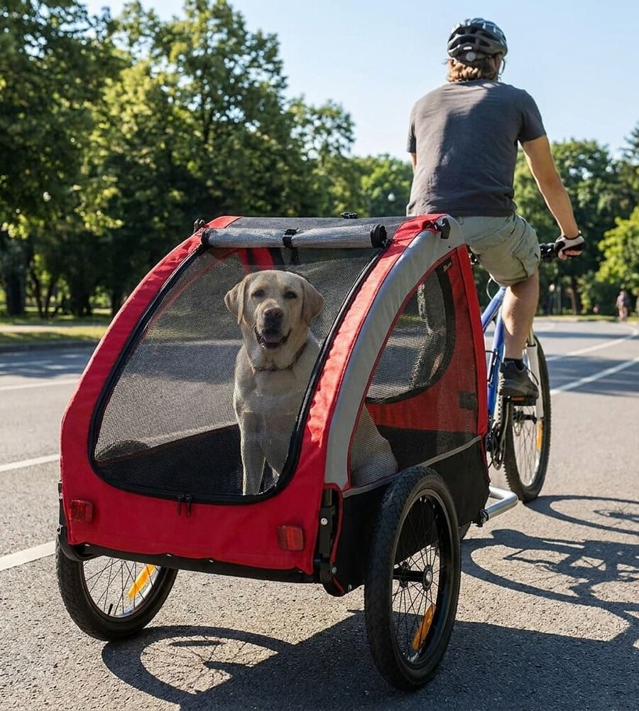 remorque velo chien 45 kg rouge