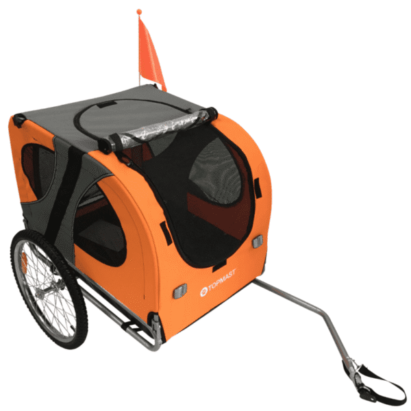 Remorque vélo pliable Topmast orange large vue trois quarts