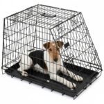 Cage Chien Voiture Moyenne Inclinée Métal Noir Bac Plastique