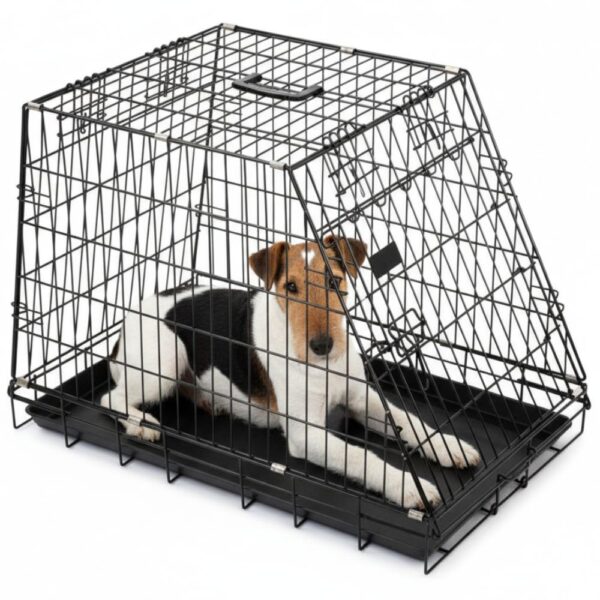 Cage Chien Voiture Moyenne Inclinée 76 X 54 X 62 Cm Métal Noir Bac Plastique Cage Chien Voiture Moyenne Inclinée Métal Noir Bac Plastique