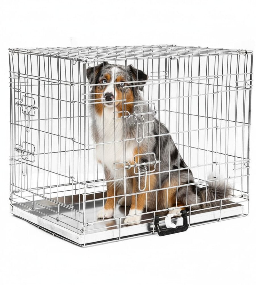 Cage Transport Chien L Galvanisée Pliable 2 Portes Avec Plateau Métallique