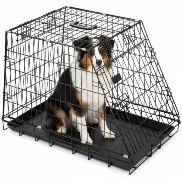 Diseño sin título (7) Caisse Chien Voiture Inclinée Taille L 92 X 63 X 72 Cm Métal Noir Bac Plastique