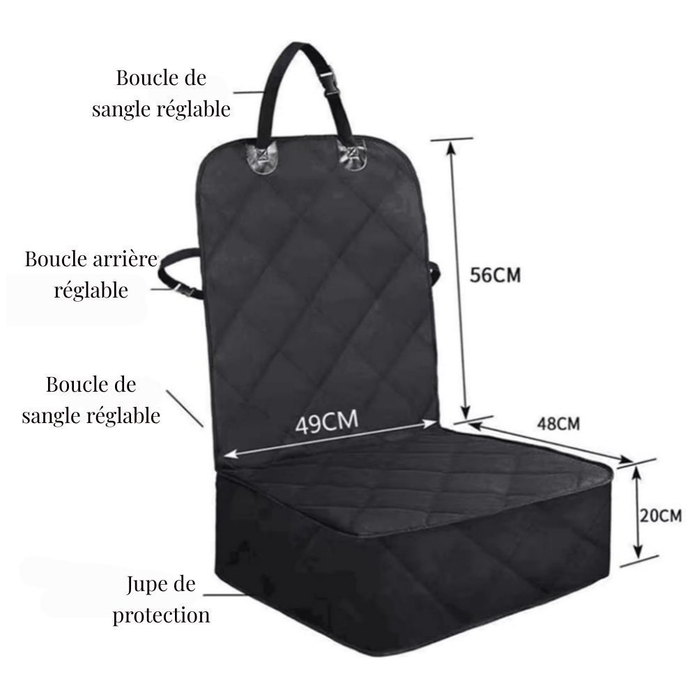 Housse siège passager chien imperméable 49x48x56 cm rembourrage coton