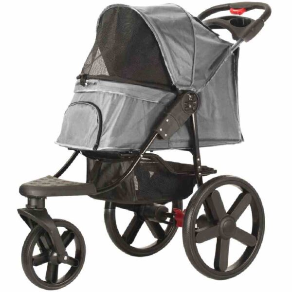 NSouveau projet Poussette chien 3 roues confort anthracite roues XXL 40 cm