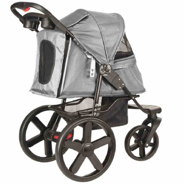 Poussette chien roue avant pivotante 28 cm maniabilité