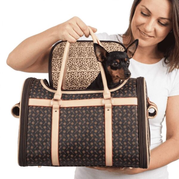 Sac de transport pour chien 43x30x23 cm PVC brodé résistant facile nettoyer