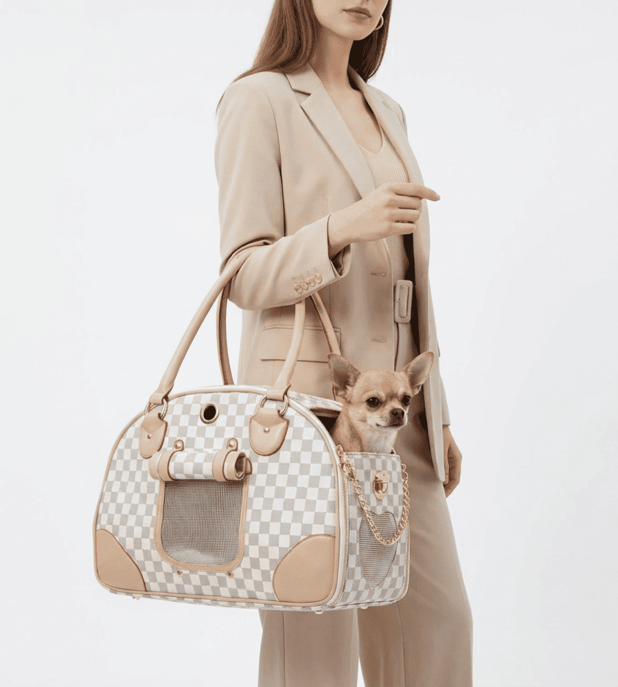 Sac de transport chihuahua poche zippée rangement clés téléphone