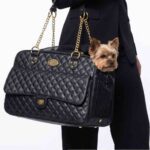 Sac transport chien chic noir faux cuir élégant 40×27×20 cm stylé moderne