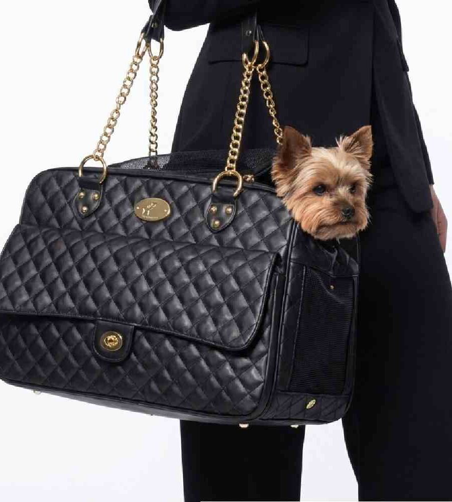 Sac transport chien chic noir faux cuir élégant 40×27×20 cm stylé moderne