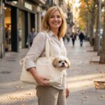 Sac De Transport Pour Chien 6 kg beige femme rue