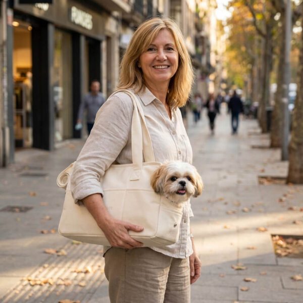 Sac De Transport Pour Chien 6 kg beige femme rue