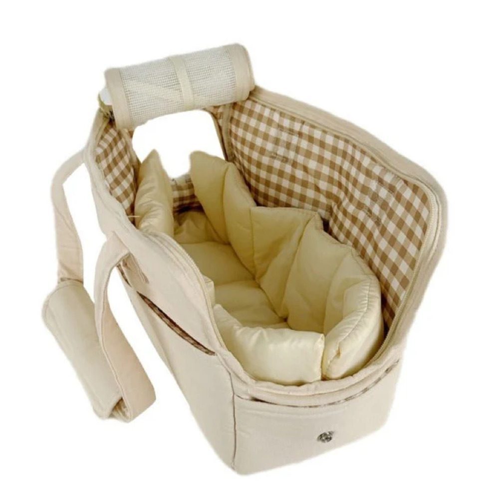 Sac de transport pour chien beige coussin moelleux confort optimal
