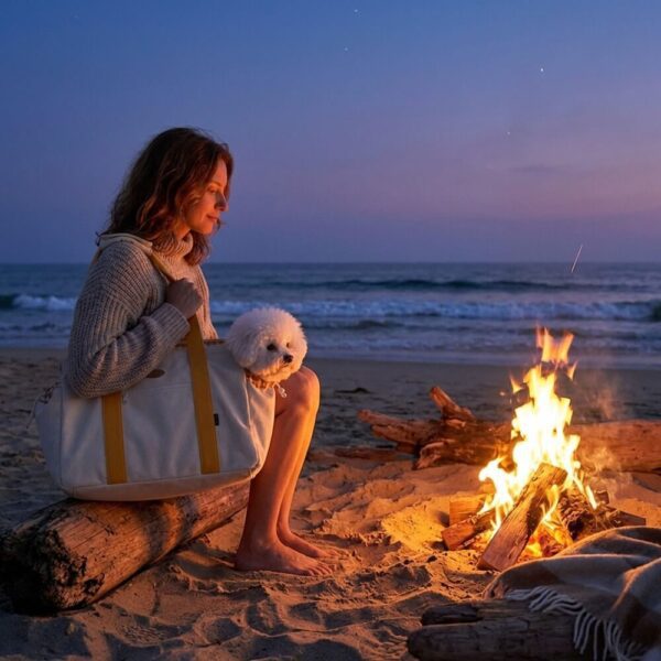 Sac de Transport Pour Chien Léger sur la plage au bord feu de camps