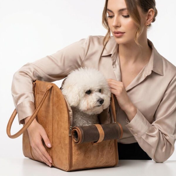 téléchargement (2) Sac transport chien simili cuir 4-en-1 polyvalent bandoulière dos siège auto