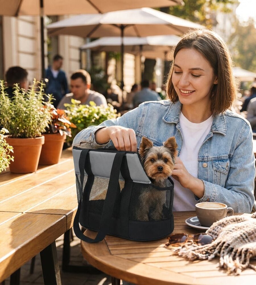 Sac transport chien ultra léger Oxford maille respirante été chaleur 50x25x28