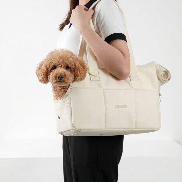 téléchargement Sac de transport pour chien beige coton 6 kg élégant intemporel