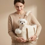 Sac de transport pour chien beige poignées portage main