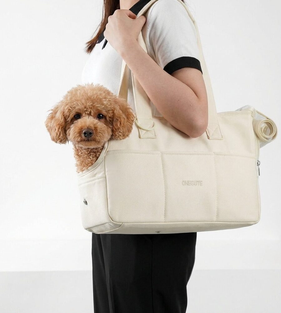 Sac de transport pour chien beige coton 6 kg élégant intemporel