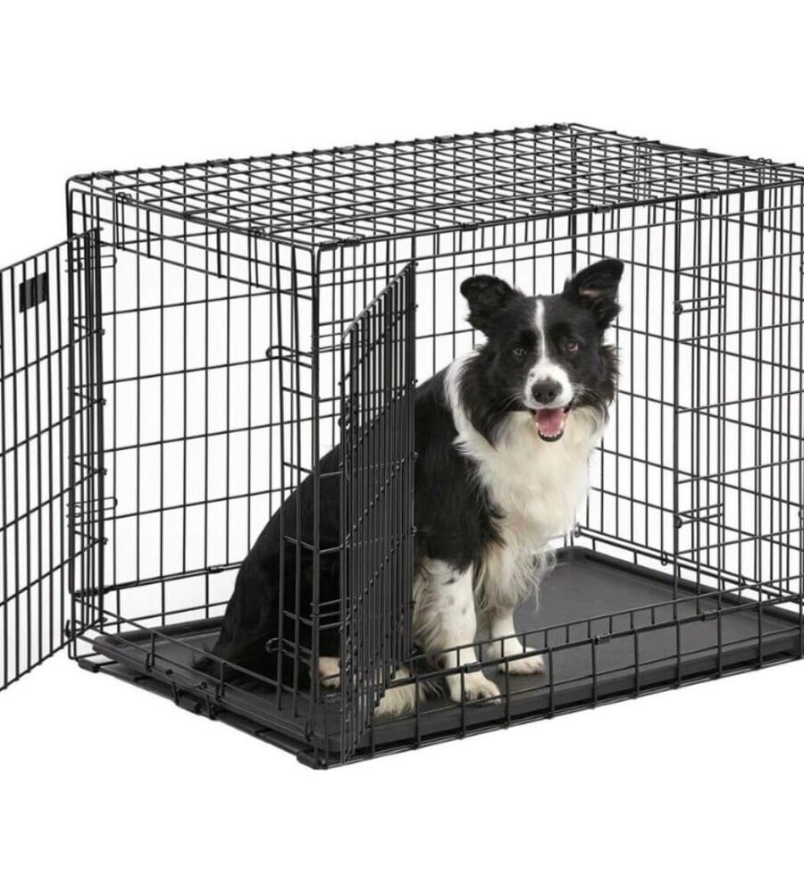 Cage Chien XS Noire (49 cm) – Pliable, 1 Porte, Bac Hygiène